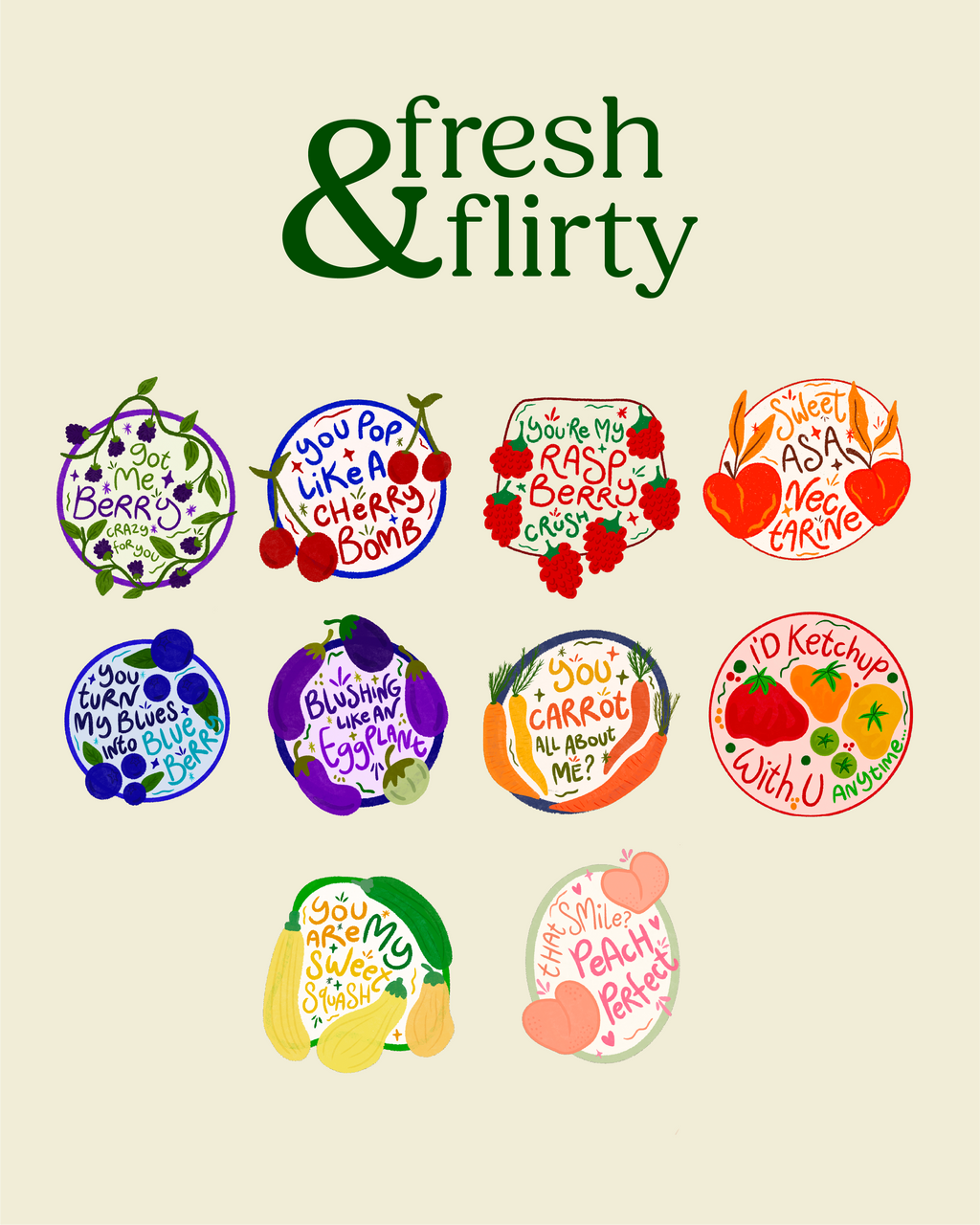 Fresh & Flirty Sticker Set