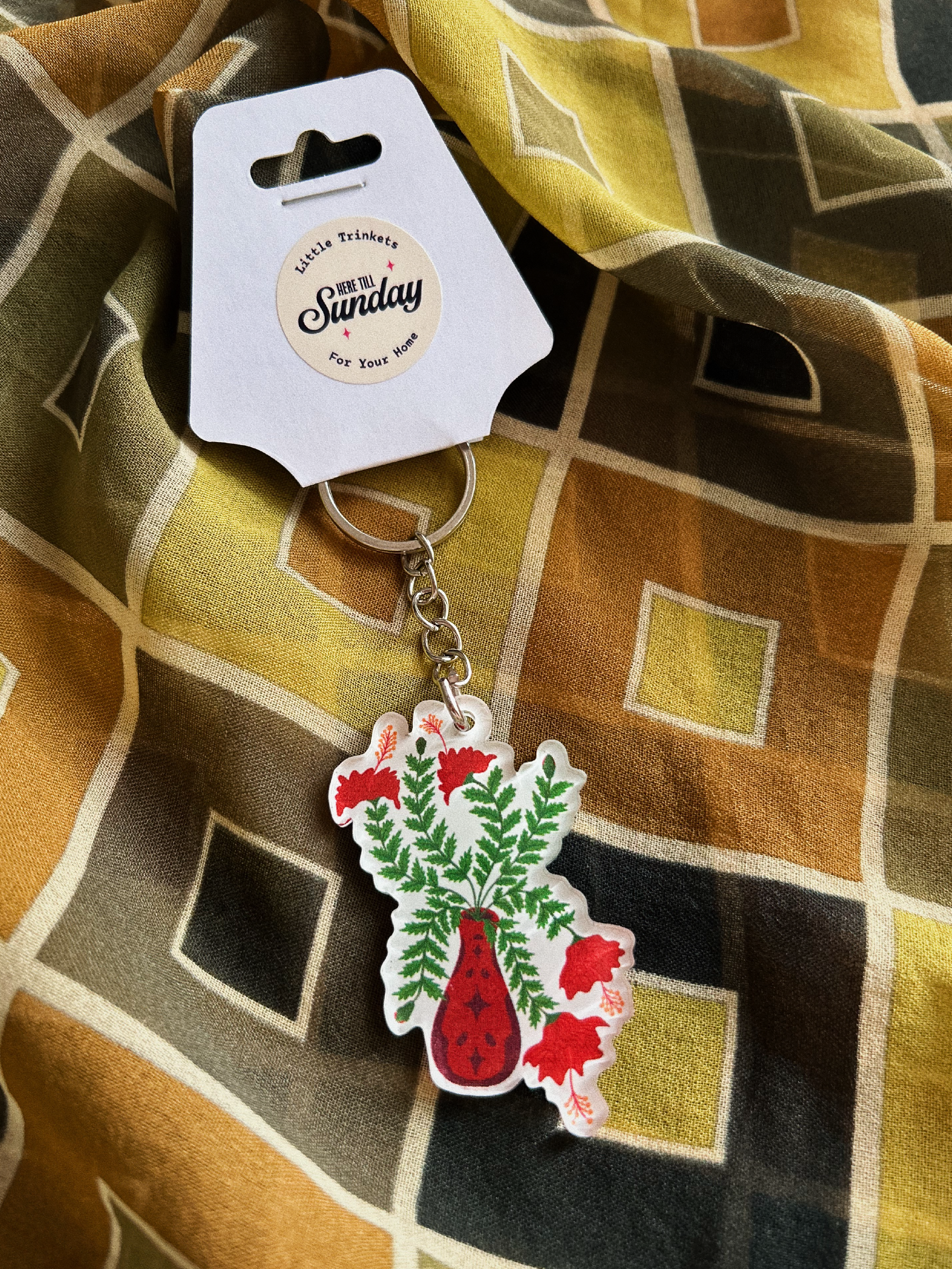 Hibiscus Plant Keychain