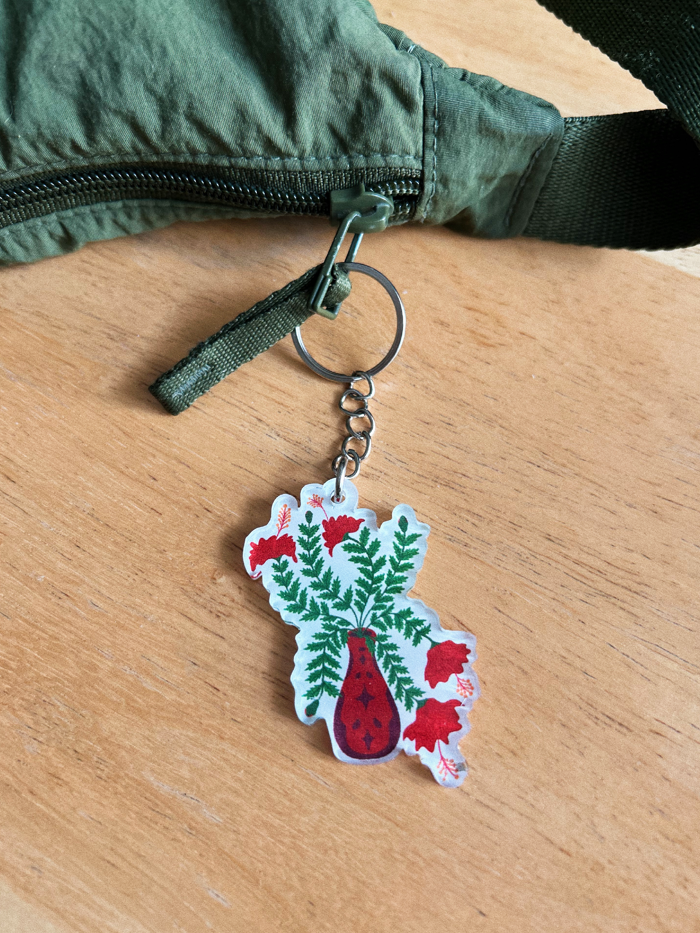 Hibiscus Plant Keychain